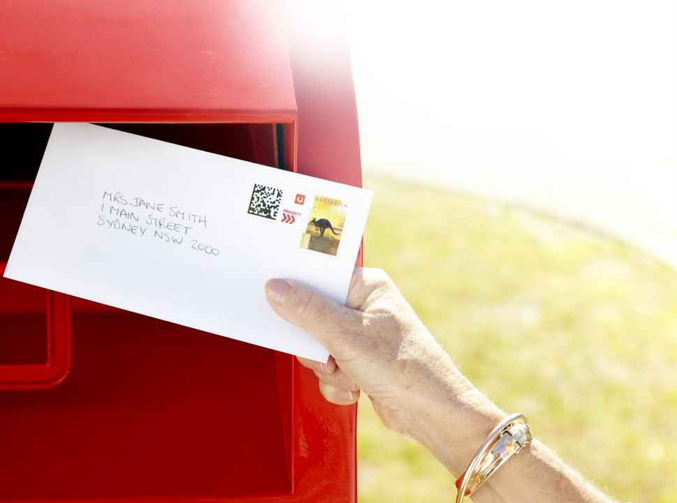 Alpha Mail posting a letter